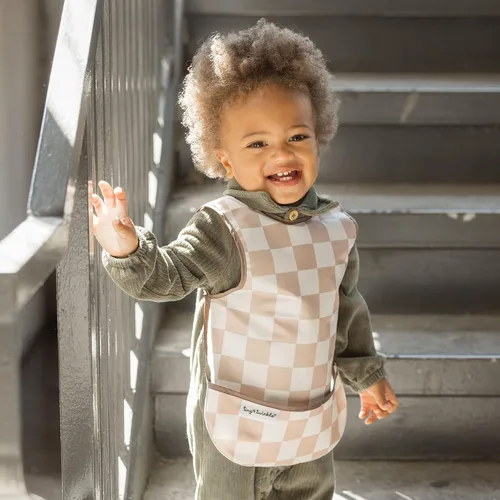 Vista 3 de Tiny Twinkle Baberos para bebé a prueba de desorden Paquete de 2 baberos impermeables para comer Delantal de bebé para alimentación, lavable a