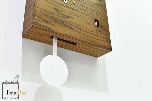 Vista 4 de Modern Cuckoo Bird Time Box Clock - White Chalk Laser Engrave - Wall Mount Pendulum Clock - Deer Head - Forest Animal - Cabin Decor - Antler