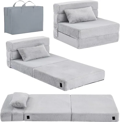 Vista 12 de Tiita Colchón de Piso Plegable para Sofá Cama para Niños, Colchoneta de Siesta de Piso Plegable Lavable para Niños Pequeños, Sofá Futón Plegable