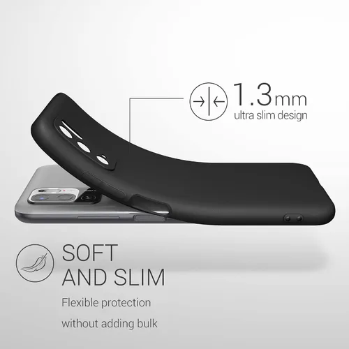Vista 2 de kwmobile Funda compatible con Xiaomi Redmi Note 10 5G - Funda protectora de silicona TPU suave y delgada - Negro mate