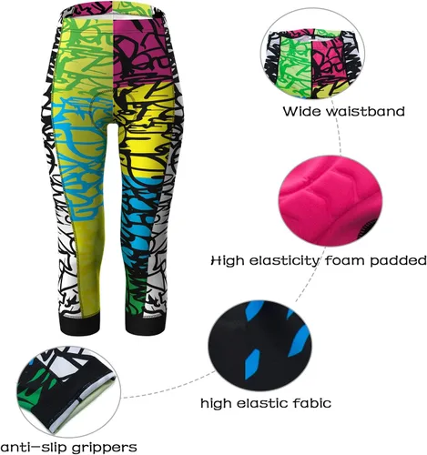 Vista 4 de Bike Shorts Women Cycling Pants Padded 34 Biking Bicycle Tights Capris Leggings for Women Pockets