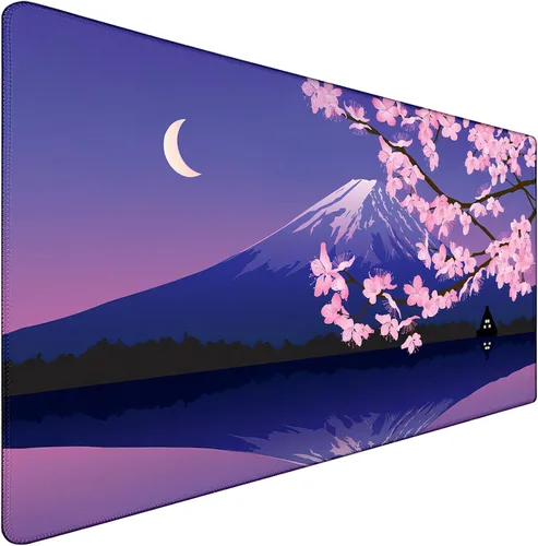 Vista 13 de Alfombrilla de mouse grande para juegos con bordes cosidos extendidos, (31.5 x 15.7 pulgadas), base de goma natural antideslizante duradera