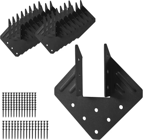 Vista 8 de Percha oculta para vigas, 8 piezas, soporte de vigas de 2 x 4 pulgadas, soporte de marco, soportes de barandilla, Q235B percha de vigas