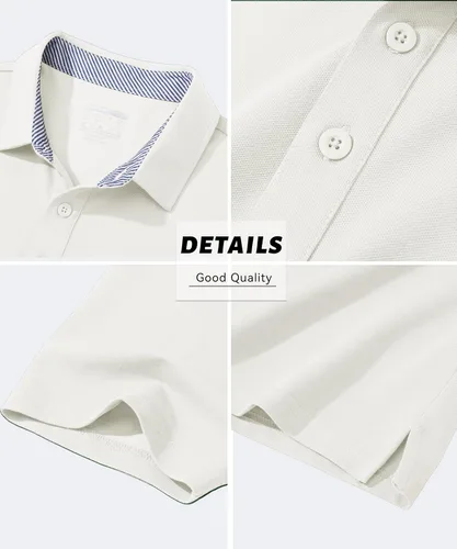 Vista 6 de MAGCOMSEN Camisas polo de manga corta para hombre, de algodón, piqué de 3 botones, ajuste clásico, informal, camisetas de golf