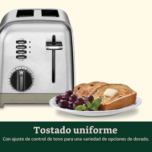 Vista 2 de Cuisinart CPT-160 Tostadora clásica de metal de 2 rebanadas, acero inoxidable cepillado