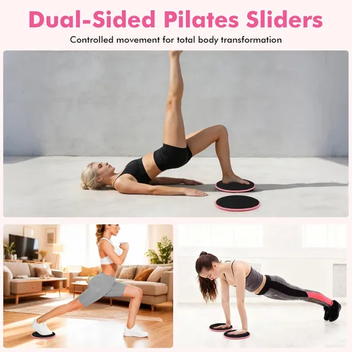 Vista 4 de Pilates Equipment Kit for Women, Pink Ring Ball Bands, Home Workouts 15 piezas