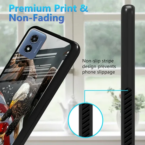 Vista 4 de Funda para Motorola Moto G Play 4G 2024 con protector de pantalla, parte trasera de vidrio templado + funda de silicona suave TPU absorción