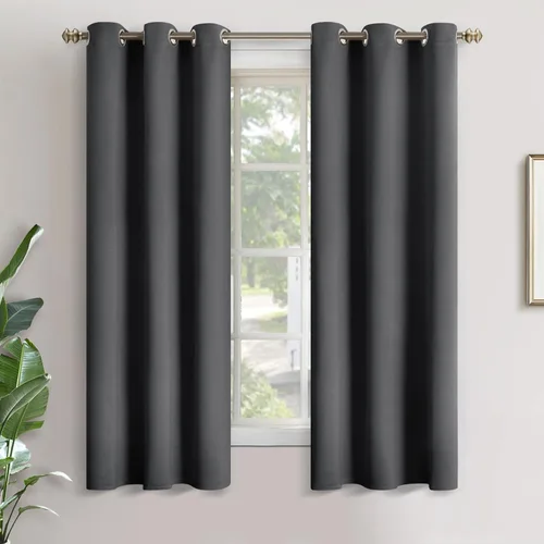 Vista 37 de YoungsTex - Cortinas blackout cortas, aislamiento térmico, ojales, oscurecen la habitación, privacidad, para cámper, sótano, cocina y baño, 2 Gris