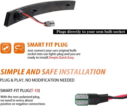 Vista 4 de ADIIL Luces de marcador lateral de guardabarros delanteros LED ámbar con lente transparente compatible con MINI Cooper R50 R52 R53 2002-2008 Lente