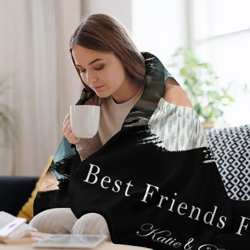 Vista 4 de D-Story Manta personalizada con fotos, texto, Manta personalizada con imagen, texto o fotos para mejores amigas, hermanas, regalos para cumpleaños
