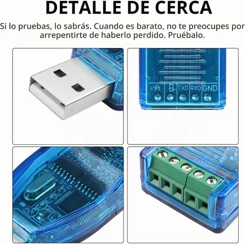 Vista 3 de YACSEJAO USB a RS485 RS232 Convertidor USB 2.0 a RS-485 RS-232 Adaptador de puerto serie con chip CH340 para Windows 11 10 8 7 XP Mac