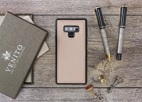 Vista 2 de Venito Lucca - Funda de piel compatible con Samsung Galaxy Note 9 (6.4 pulgadas), extra segura, con cubierta trasera acolchada, color rosa nude