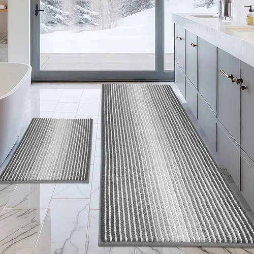 Vista 108 de BSICPRO Tapetes de baño de felpilla, 20 x 32 pulgadas, antideslizantes, absorbentes, suaves, peludos, para baño, lavables a máquina (salvia)