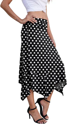 Vista 3 de PrinStory - Faldas casuales de mujer para el verano, falda midi, con dobladillo y holgado, de ajuste suave