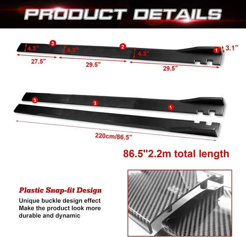 Vista 4 de x xotic tech Faldas laterales inferiores de coche de 86.5 pulgadas/2.2M para proteger el panel basculante, divisor de winglets, difusor de línea