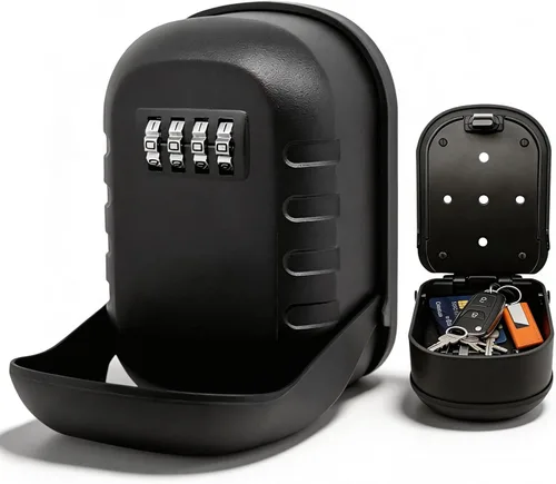 Vista 9 de SEPOX® Caja de metal con cerradura de llave de 2 piezas con combinación de 4 dígitos, espacio extragrande, capacidad de 6 a 10 llaves, cubierta 2