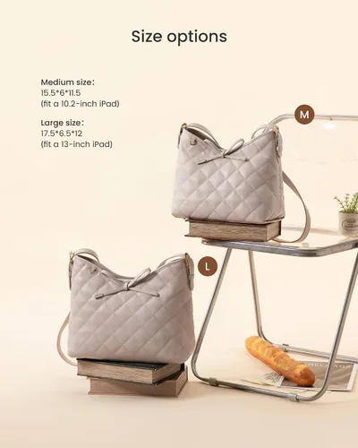 Vista 6 de LOVEVOOK - Carteras para mujer, bolsos de mano de cuero suave estilo hobo, bolso bandolera acolchado, bolso de diseñador tipo bucket