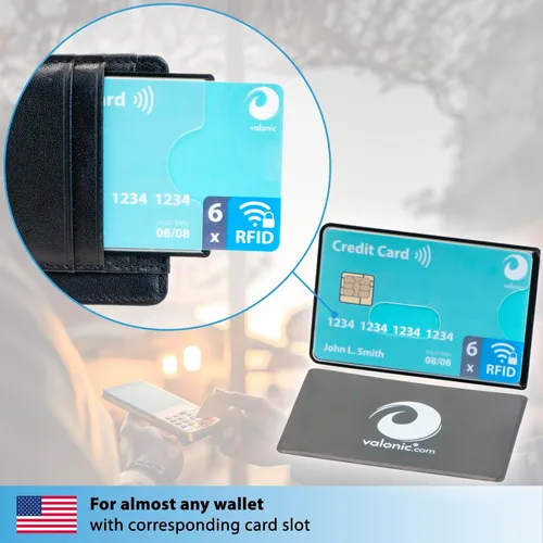 Vista 7 de valonic Juego de 6 fundas de bloqueo RFID - frontal transparente, funda protectora de tarjeta de crédito para billetera - Bloque de protección