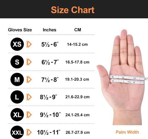 Vista 6 de Guantes industriales de nitrilo naranja resistente, 8 mil, guantes desechables sin látex con agarre de textura de diamante elevado, sin polvo