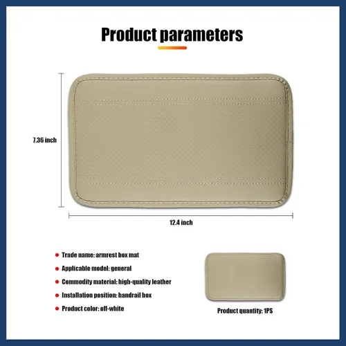 Vista 2 de 1 almohadilla para consola central de automóvil, funda de cuero de fibra en relieve impermeable para reposabrazos, protector universal de cuero