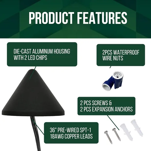 Vista 5 de GKOLED Luces LED de bajo voltaje de 9-15 V CA/CC de 2 W, luz triangular para valla de poste de paisaje, para ubicación húmeda, aluminio fundido a