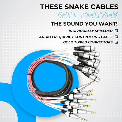 Vista 4 de Seismic Audio Altavoces cables de serpiente de 8 canales, hembra de 5' XLR a ¼" TRS Snake Cable