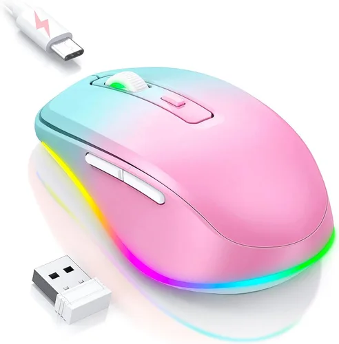 Vista 8 de PEIOUS Ratón Inalámbrico Jiggler – Ratones Inalámbricos LED con Jiggler Mover Integrado, Ratón Móvil Recargable para Computadora con Movimiento