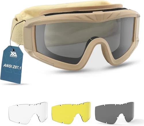 Vista 10 de xaegistac Gafas de Airsoft Tácticas de Seguridad, Gafas Anti Vaho para Caza y Ciclismo Verde Armada (ArmyGreen)