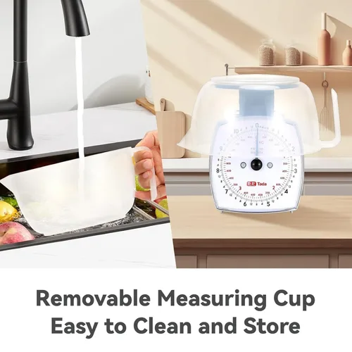 Vista 3 de Tada - Báscula analógica de alimentos de 11 libras con esfera mecánica Taza de medición extraíble, función de tara