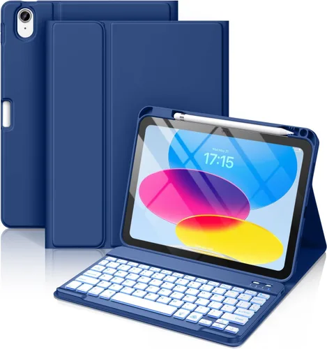 Vista 21 de Hamile Funda para iPad de 11ª y 10ª Generación con Teclado - Funda de Teclado Folio Inalámbrico Desmontable con Retroiluminación de 7