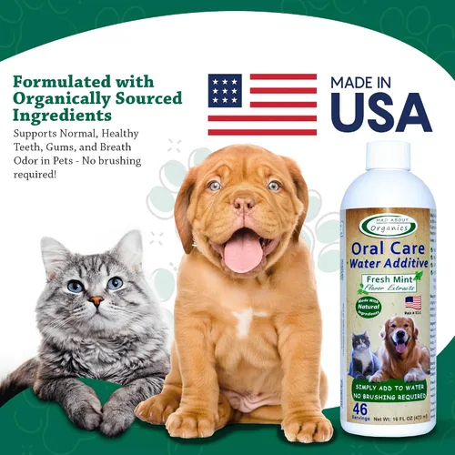 Vista 5 de Aditivo de agua para el cuidado bucal para gatos y perros, soporte dental suave, reduce los olores del aliento, promueve la salud de las encías, sin