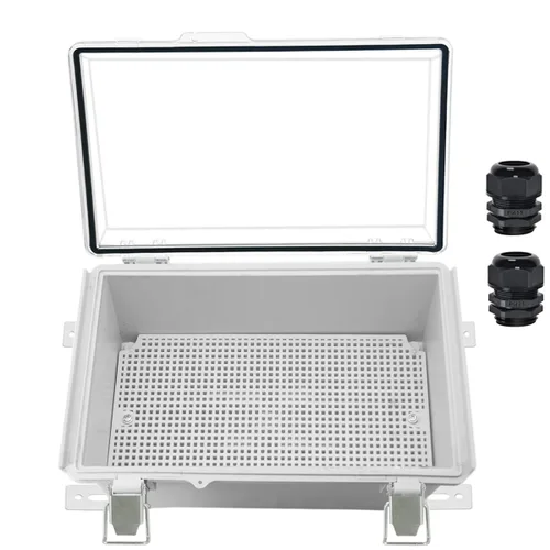 Vista 9 de Zulkit Caja de conexiones IP67 Caja eléctrica impermeable para proyectos con cubierta transparente con bisagras, cierre de acero inoxidable, carcasa