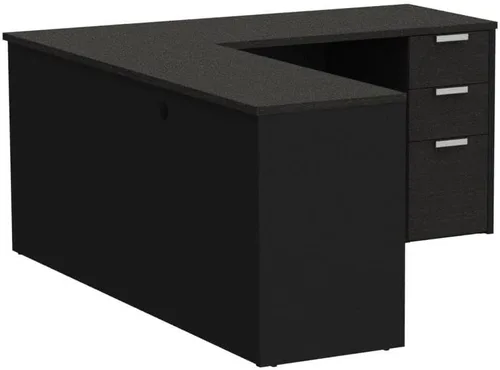 Vista 4 de Bestar Pro-Concept Plus - Escritorio en forma de L de 72 W con pedestal en gris oscuro y negro