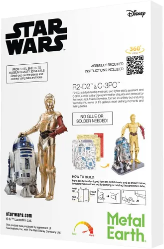 Vista 3 de Fascinations Caja de muñecos R2D2 y C-3PO de Metal Earth Star Wars Kit de Metal en 3D