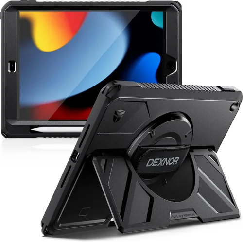 Vista 23 de Dexnor Funda para iPad mini 7 (A17 Pro) 2024/mini 6 2021 de 8.3 pulgadas, funda protectora resistente con correa de mano giratoria de 360° y soporte