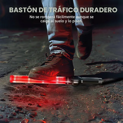 Vista 5 de E-riding Varita de tráfico recargable de 16 pulgadas, bastón de control de tráfico rojo con 2 modos intermitentes, varita de luz LED de seguridad