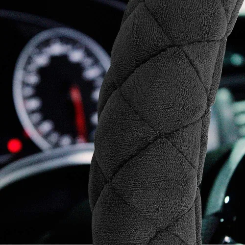 Vista 3 de HAOKAY - Funda para volante de invierno de felpa suave con tamaño universal de 15.0 in