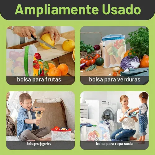 Vista 7 de MAQIHAN 6 bolsas reutilizables para productos – Bolsas de malla para productos con cordón, reutilizables, lavables, bolsas de almacenamiento
