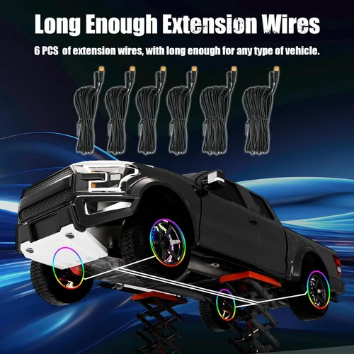 Vista 8 de Luces de rueda SUNPIE para camiones, luces de anillo de rueda de color de ensueño para coches con amplio ángulo para SUV con llanta de 17 pulgadas