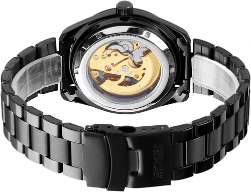 Vista 4 de FANMIS Reloj mecánico de lujo de acero inoxidable esqueleto impermeable automático automático automático reloj de pulsera luminoso
