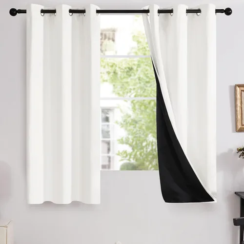 Vista 14 de Deconovo cortinas blackout 100 % con forro totalmente negro con aislamiento térmico de doble capa, oscurecimiento de la habitación, ahorro