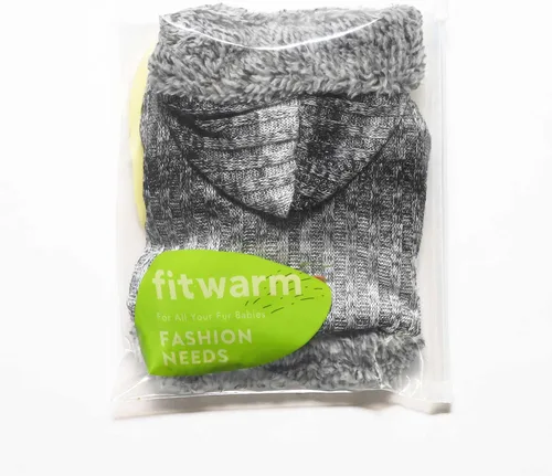 Vista 8 de Fitwarm Suéter mullido para perro, ropa de invierno de punto para perros pequeños, niños y niñas, atuendo con capucha para gatos y mascotas, gris