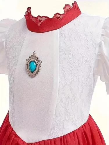 Vista 4 de LZOMOGYSD Vestido de princesa melocotón para niñas, disfraz de princesa melocotón, vestido de fiesta de Halloween