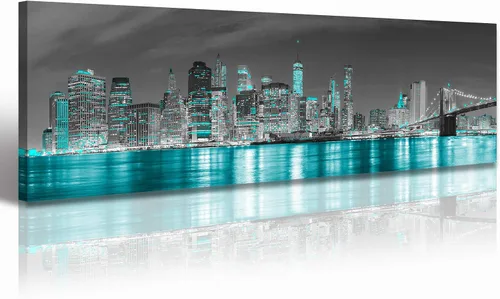 Vista 16 de JiazuGo Phoenix Skyline Arte de Pared en Lienzo - Paisaje Urbano de Arizona Enmarcado (14x48 Pulgadas) Negro y Blanco con Amarillo, Decoración