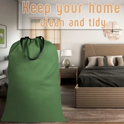Vista 7 de Sanlykate Bolsa grande de lona de algodón con cordón y asas, organizador de ropa sucia resistente y duradero, bolsa de almacenamiento resistente a
