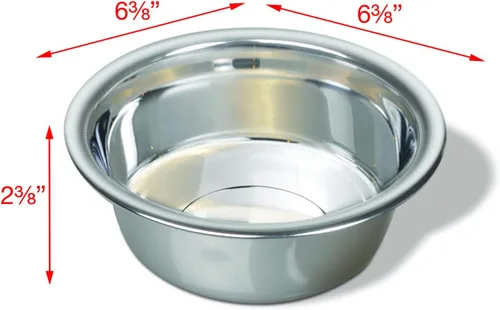 Vista 2 de Van Ness Pets - Cuenco de acero inoxidable mediano y ligero para perros, 32 onzas, plato para alimentos y agua, natural