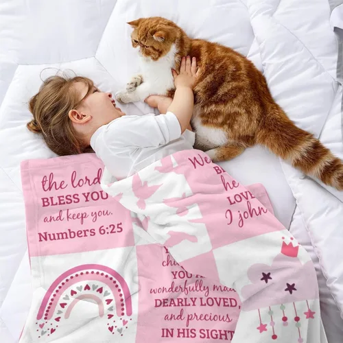 Vista 3 de Artsadd Regalos cristianos para niña, mantas personalizadas con nombre – Am a Child of God – Manta personalizada inspiradora para cumpleaños