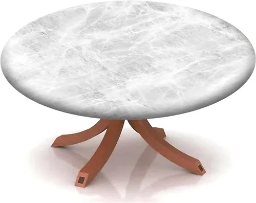 Vista 26 de Mantel redondo ajustable con patrón de mármol, borde elástico, adecuado para catering y cocina, se puede limpiar para mesas redondas de comedor