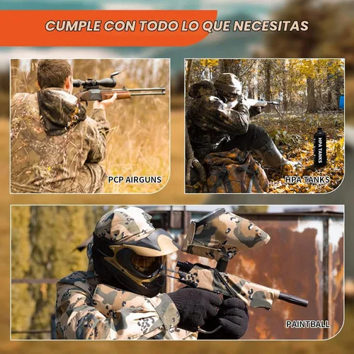 Vista 8 de TOAUTO A2X - Compresor de aire PCP mejorado, arranque con un botón, parada automática, portátil de 4500 Psi/30 Mpa, sin aceite/agua, compresor HPA