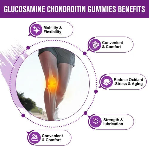 Vista 4 de GORNVB Gomitas de condroitina de glucosamina con MSM y saúco – Soporte de movilidad y flexibilidad extra fuerte, suplemento inmunológico